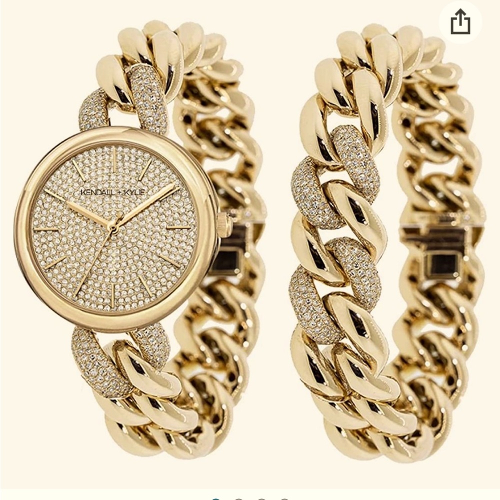 Kendall + Kylie Ladies Quartz Movement Chain Link Watch and Bracelet Set